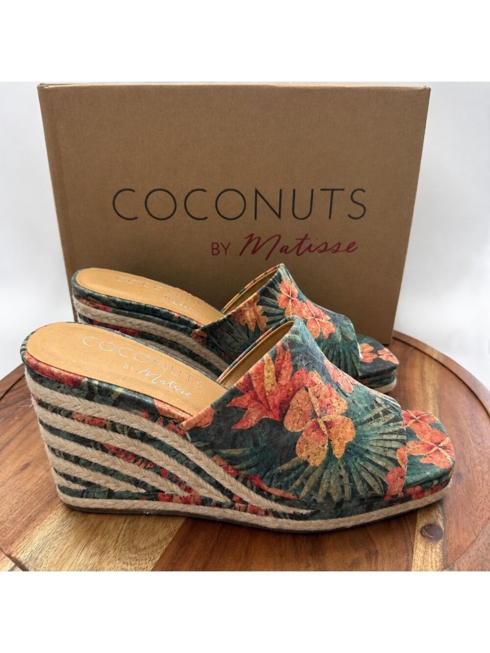 Coconuts by Matisse Audrey Floral Wedge Sandals Women’s 8M Espadrille Mules
